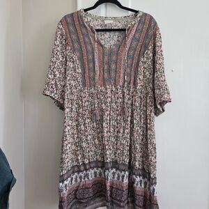 Knox Rose Pink and Cream Patterned Blouse